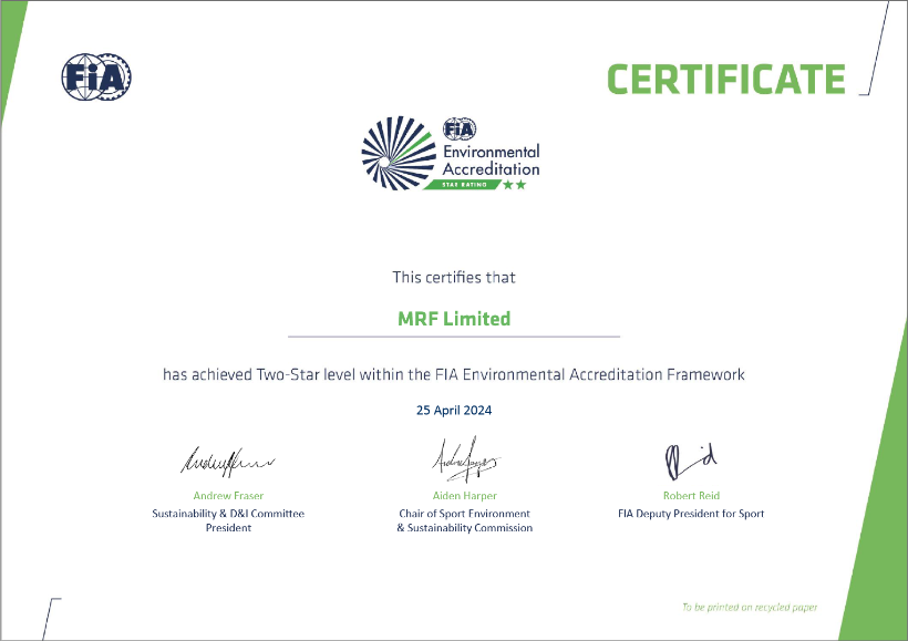 Environmental Accrediation Certificate